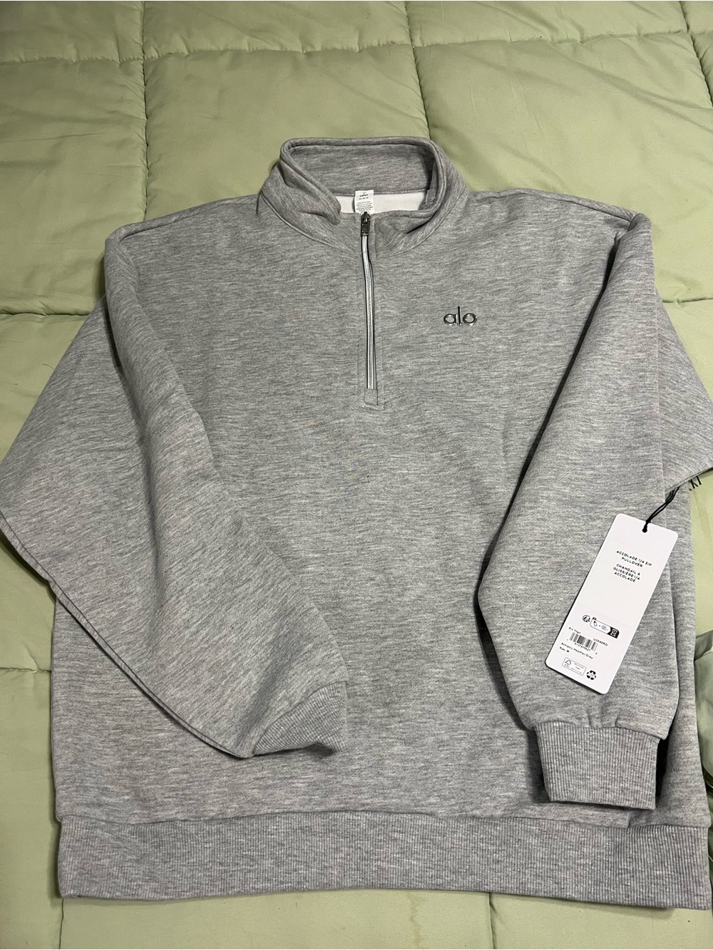 ALO Yoga Grey 1/4 Zip Pullover Sweatshirt medium